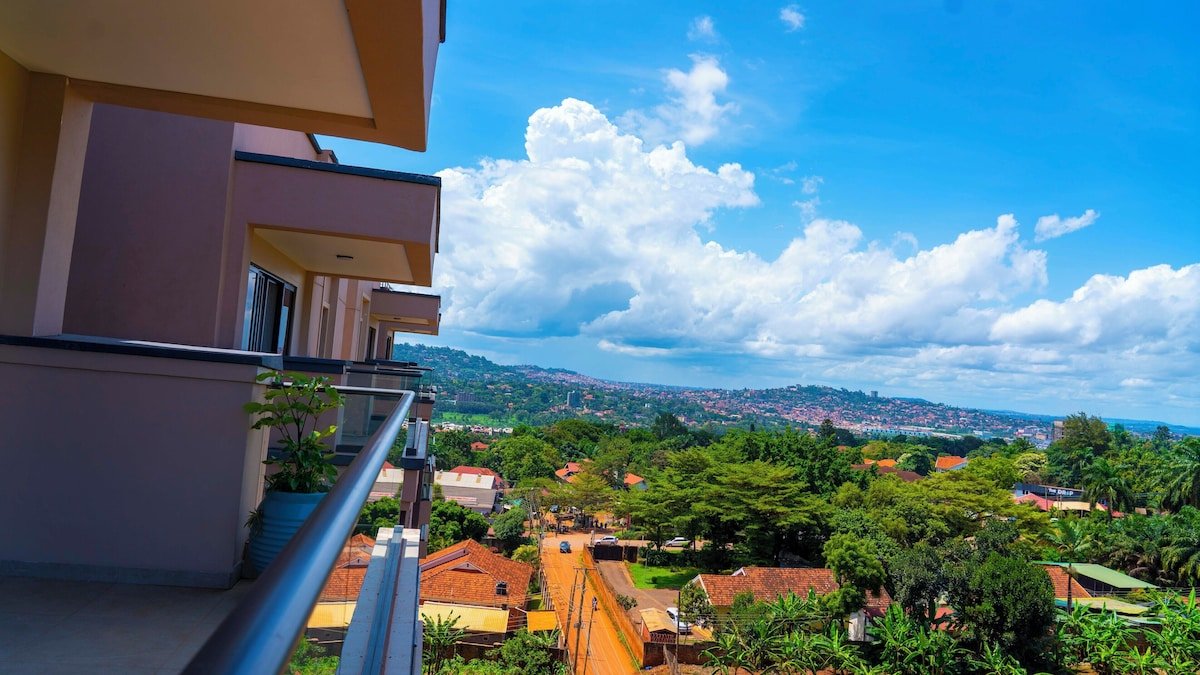 Balcony view over Kampala from Abrish Hotel
