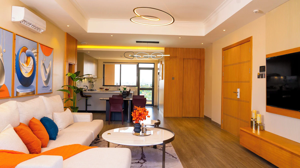 Open-plan living and kitchen area